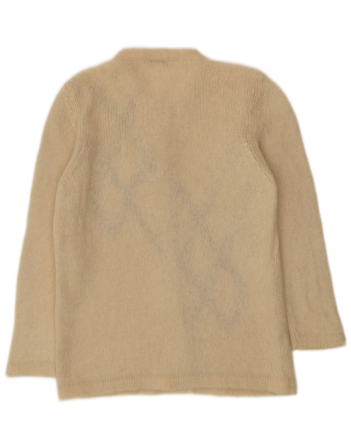 ORIS Womens Cardigan Sweater IT 46 Large Off White Argyle/Diamond Mohair