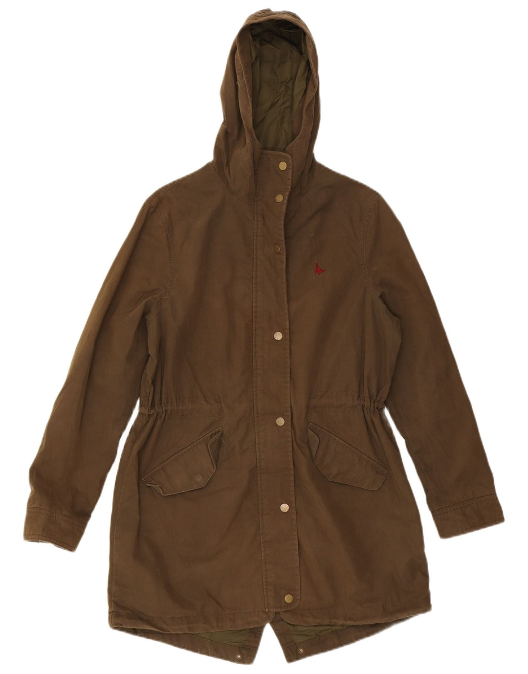 JACK WILLS Womens Oversized Hooded Parka Jacket UK 8 Small  Brown Cotton