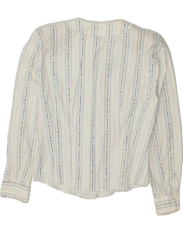 VINTAGE Ženska košulja bluza UK 12 Pamuk srednje bijele pruge