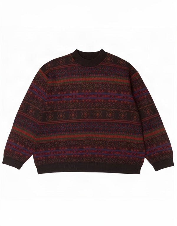 Vintage muški džemper s kornjačičastim ovratnikom XL višebojni Fair Isle akril
