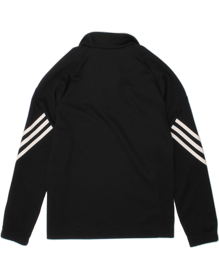 ADIDAS Boys Climalite Zip Neck Tracksuit Top Jacket 7-8 Years Small Black Vintage Adidas and Second-Hand Adidas from Messina Hembry 