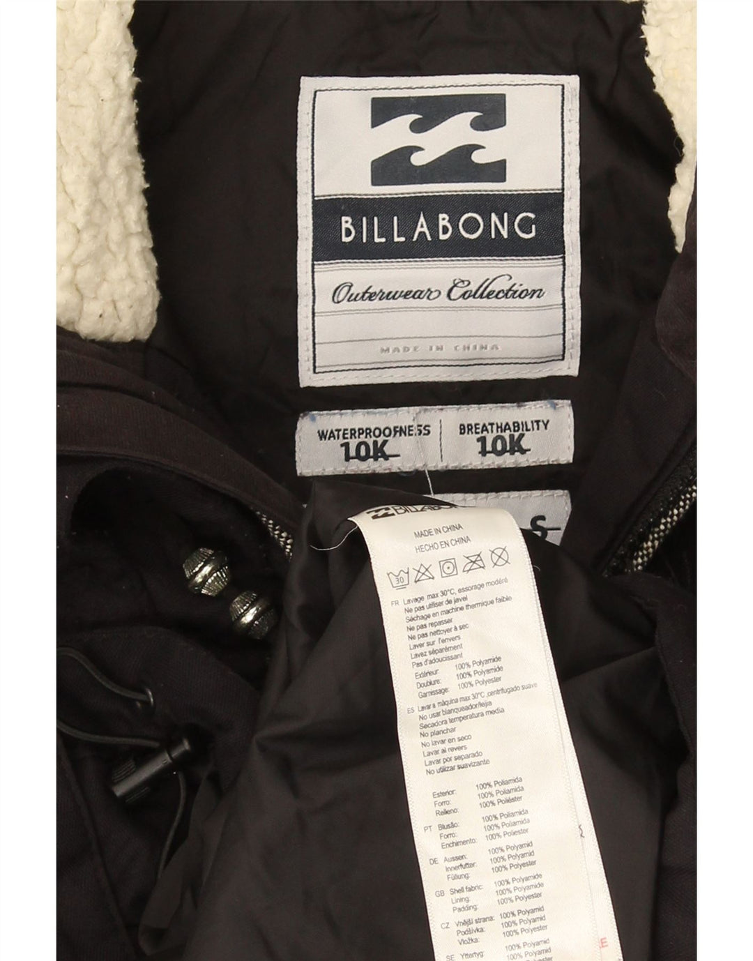 Billabong ženska jakna s kapuljačom UK 10 Mala crna poliamidna