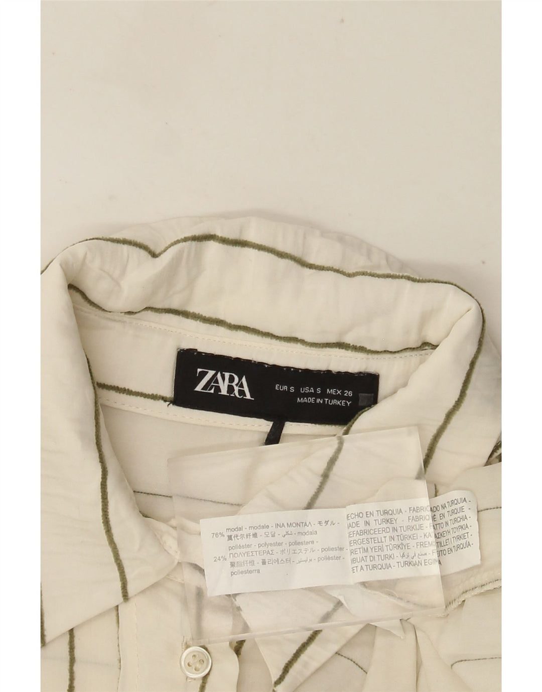 ZARA ženska prevelika košulja UK 10 Mala bijela prugasta modalna majica