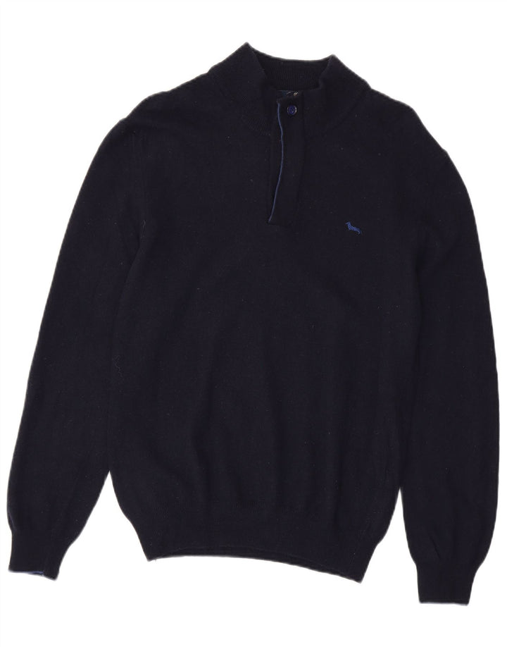 Harmont & Blaine Ženski džemper s izrezom s patentnim zatvaračem UK 12 Srednje tamnoplava vunena