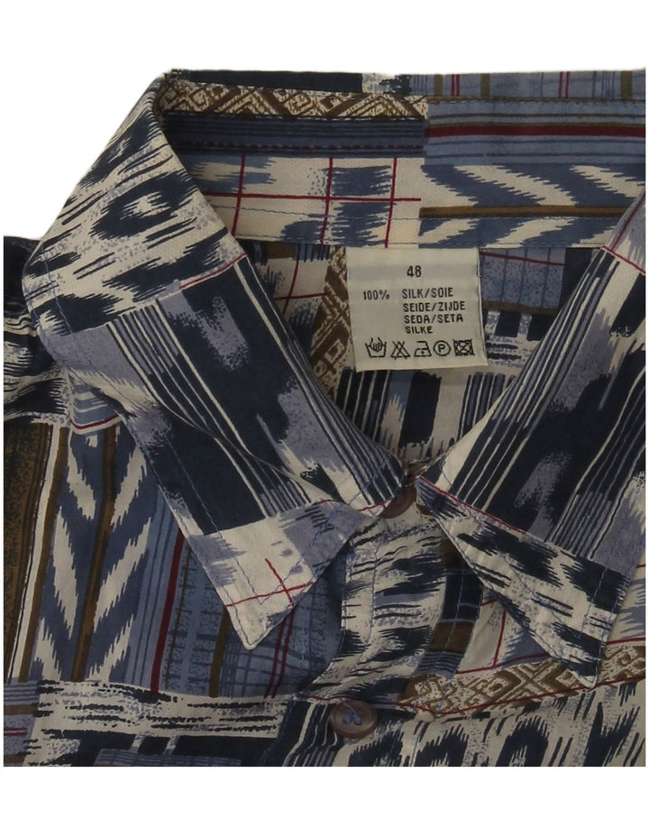 Vintage muška košulja kratkih rukava IT 48 Srednje plava patchwork svila