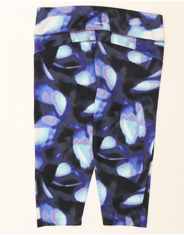 Adidas Womens Aeroready Abstract Pattern Leggings UK 24/26 2XL Navy Blue