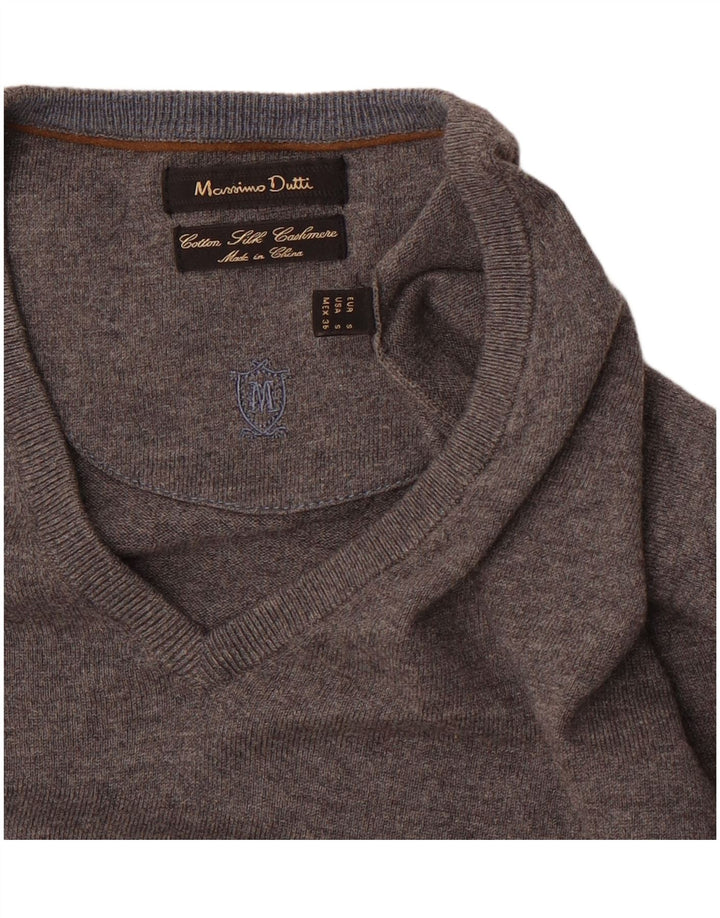 Massimo Dutti, muški pulover s V-izrezom, mali sivi pamuk