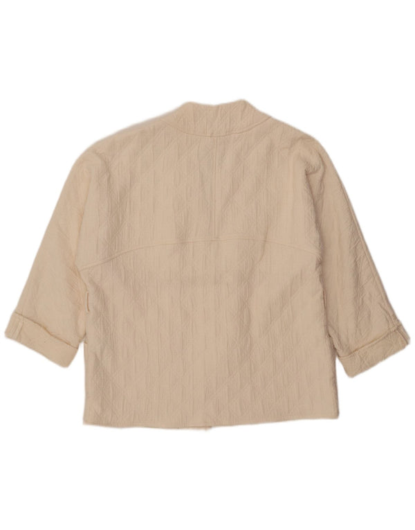 ZARA ženska prekomjerna jakna s otvorenim sakoom s 3/4 rukava UK 14 srednje žuto bijela