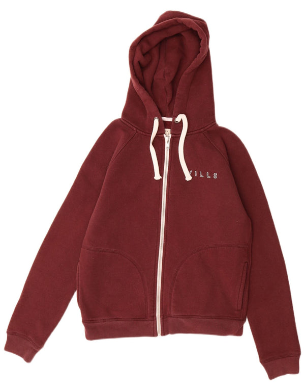 Jack Wills Ženski pulover s kapuljačom s patentnim zatvaračem UK 8 Mali bordo pamuk