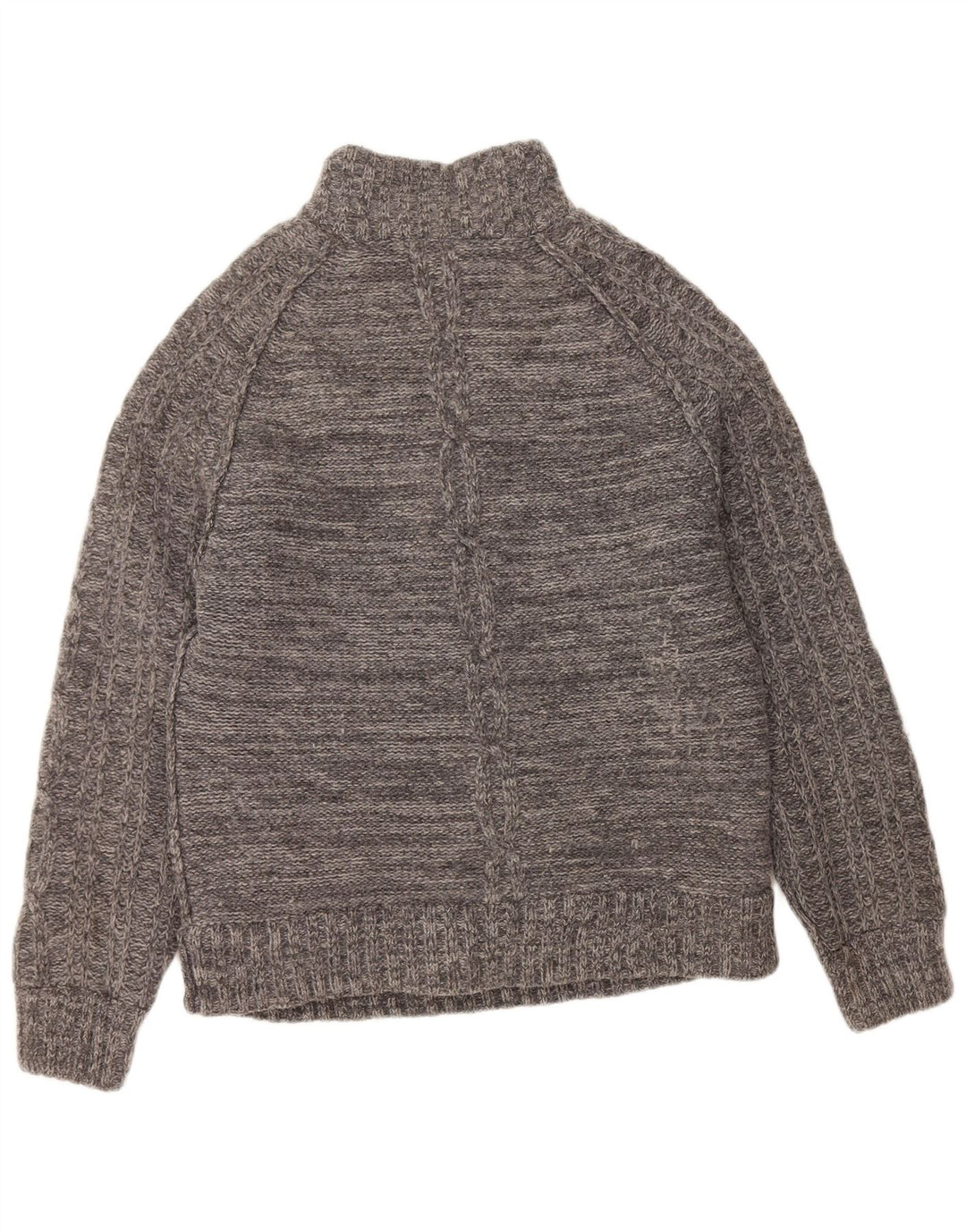 FAT FACE Muški džemper s izrezom i velikim sivim puloverom od janjeće vune