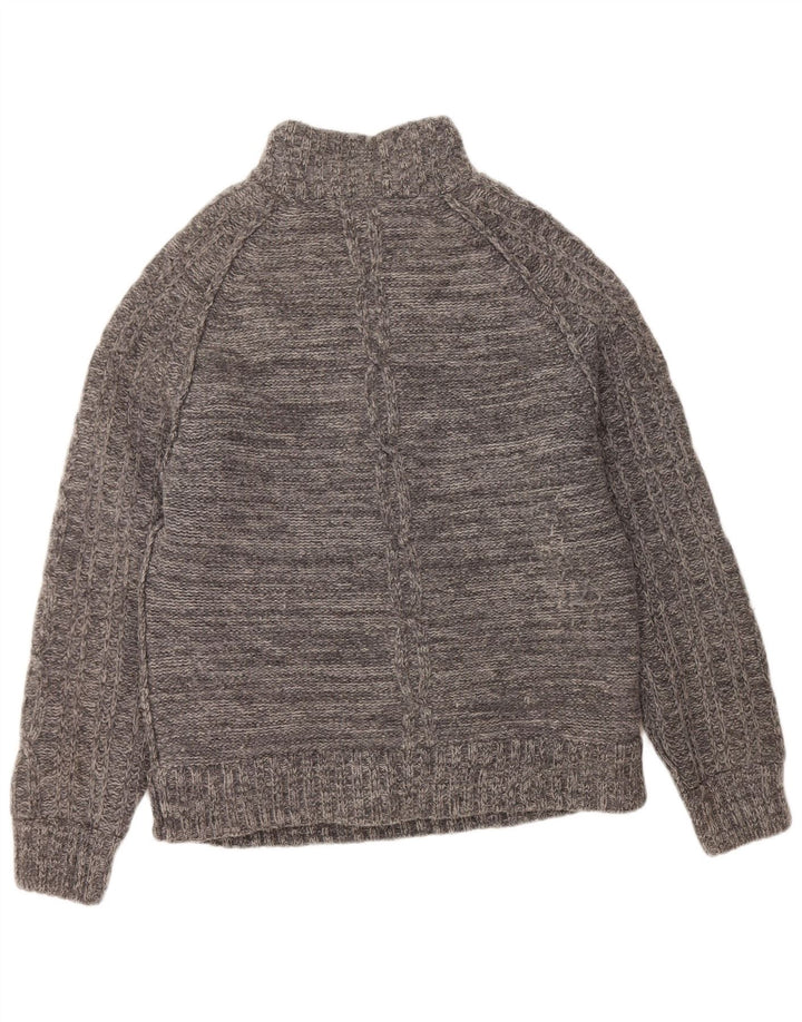 FAT FACE Muški džemper s izrezom i velikim sivim puloverom od janjeće vune