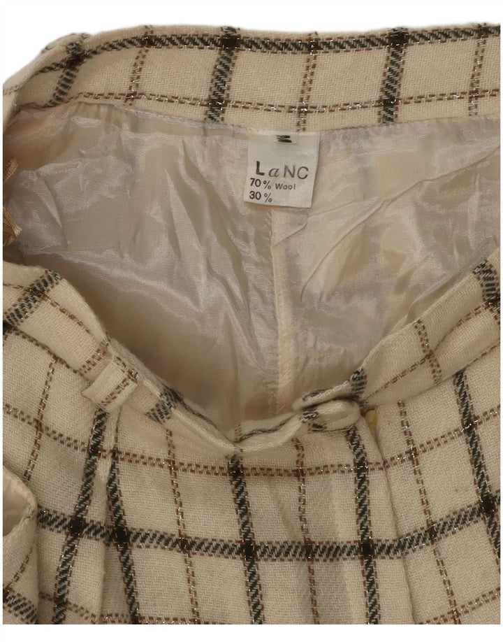 VINTAGE Ženske ležerne kratke hlače visokog struka srednje veličine W26, bež karirana vuna