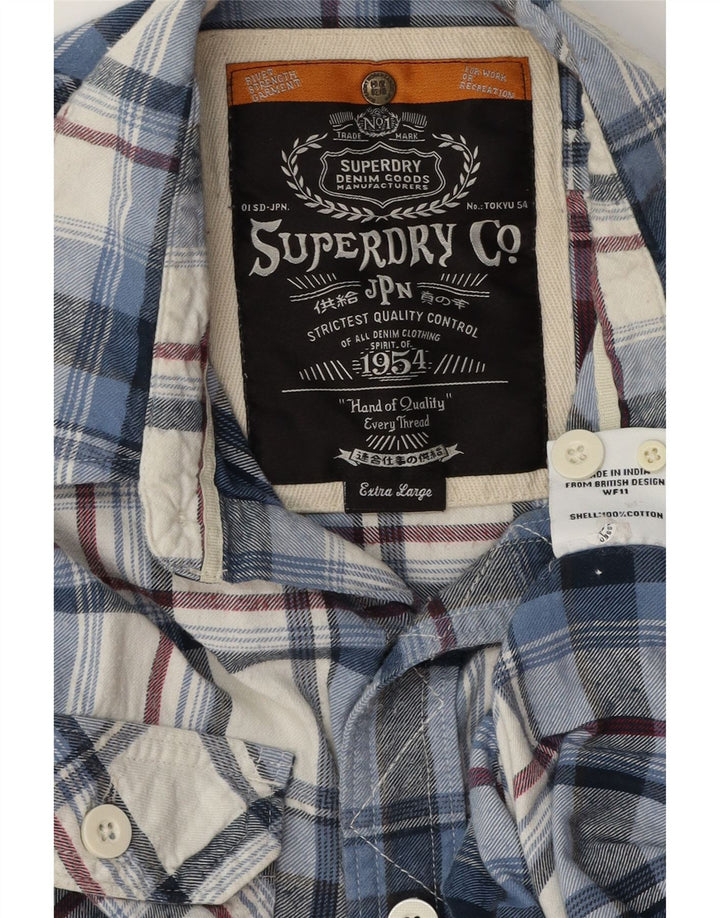SUPERDRY muška flanelska košulja XL plavi karirani pamuk