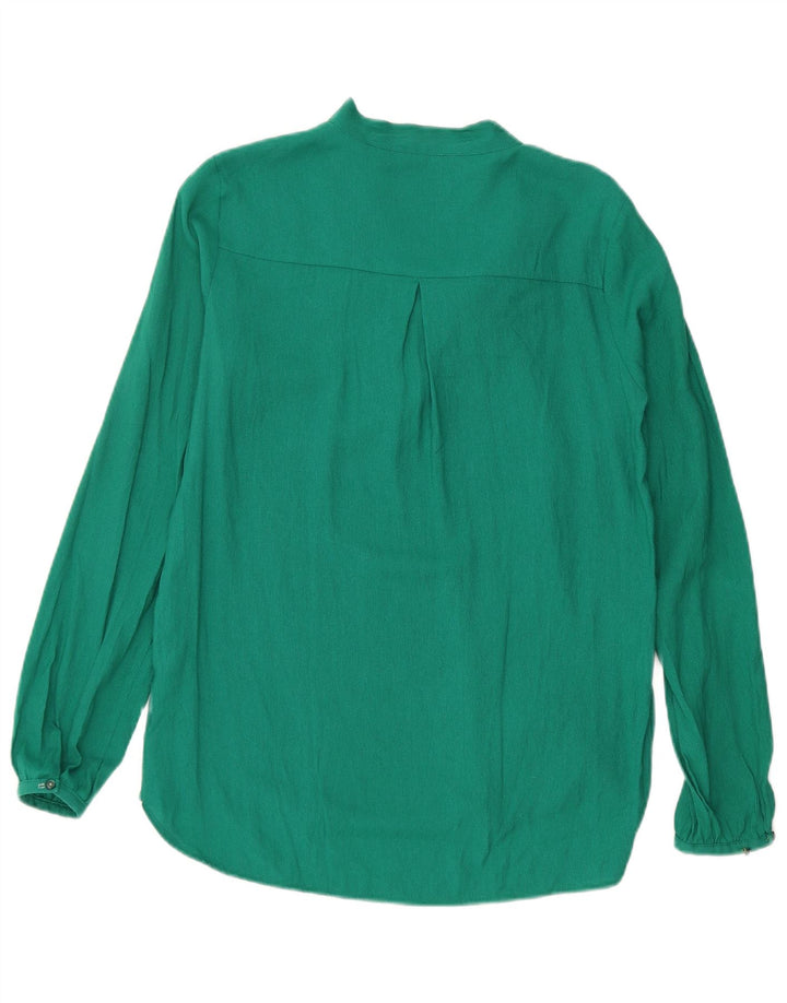 ZARA Womens Front Tie Top Long Sleeve UK 10 Small Green Viscose