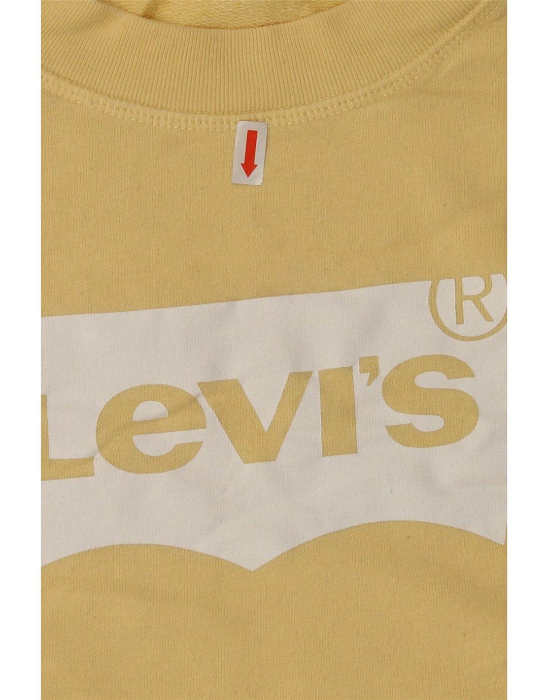 LEVI'S Womens Oversized Graphic Sweatshirt Jumper UK 10 Small Yellow Vintage Levi's and Second-Hand Levi's from Messina Hembry 