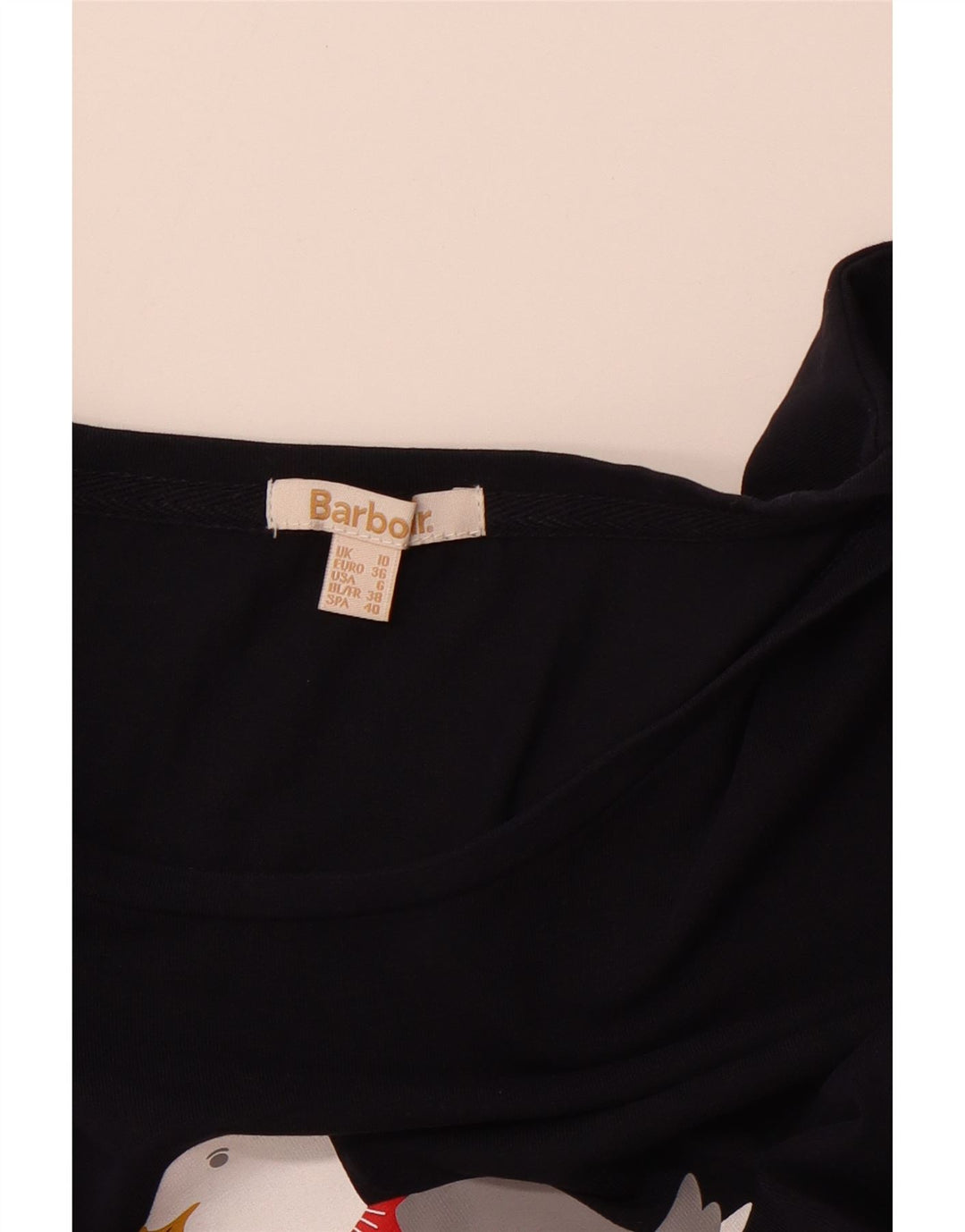 BARBOUR Ženska majica s grafičkim motivima dugih rukava UK 10 Mala tamnoplava božićna