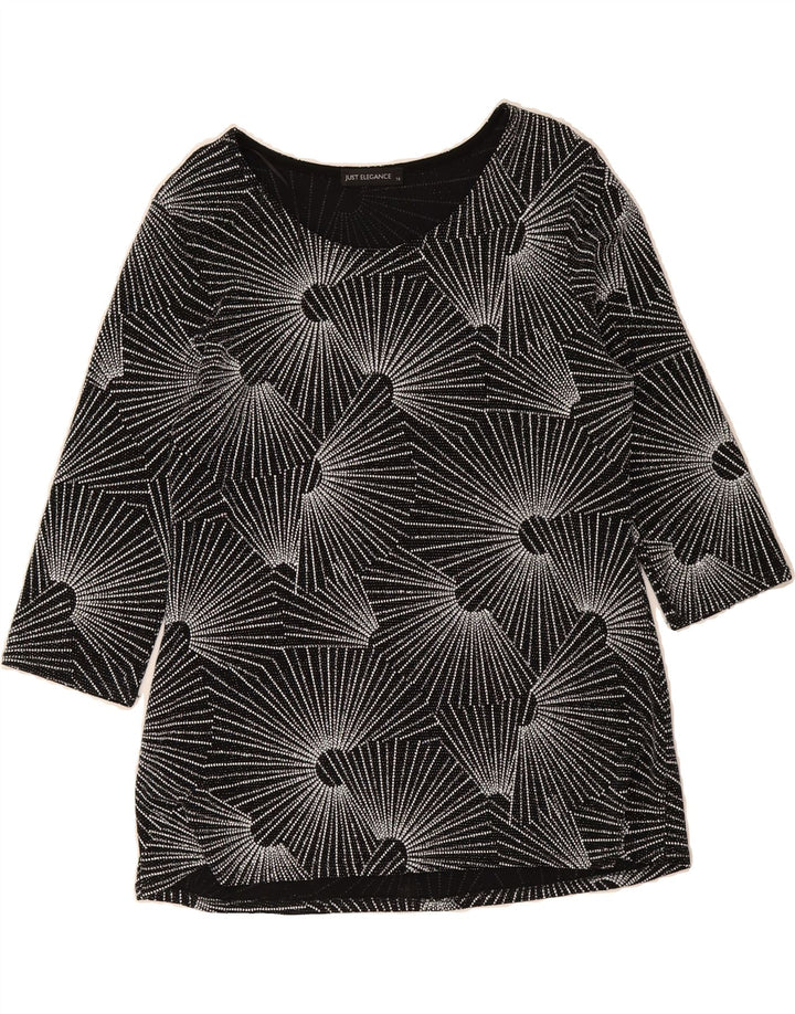 JUST ELEGANCE Womens Abstract Pattern Blouse Top UK 14 Large Black Vintage Just Elegance and Second-Hand Just Elegance from Messina Hembry 