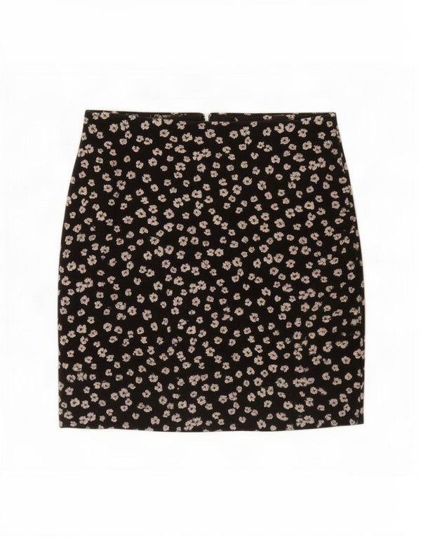 Dorothy Perkins ženska mini suknja UK 8 mala W27 crni cvjetni poliester