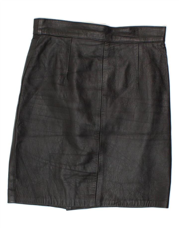 VINTAGE Womens Leather Skirt IT 42 Medium W28 Black Leather Vintage Vintage and Second-Hand Vintage from Messina Hembry 