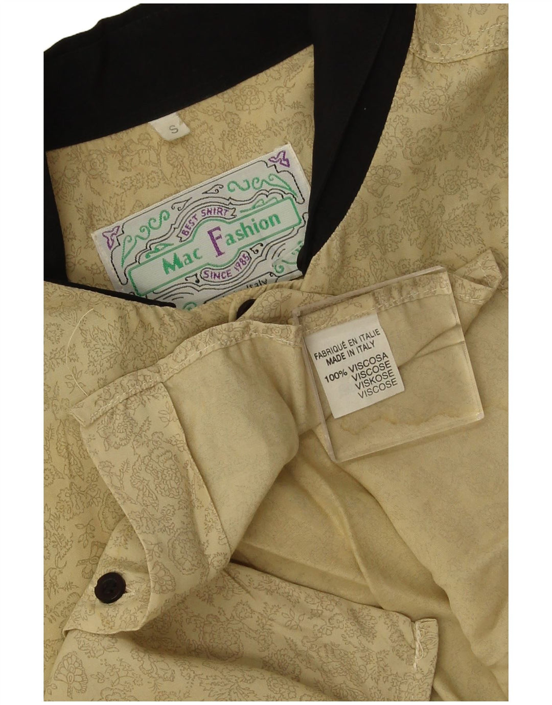Mac Fashion muška široka košulja kratkih rukava Mala bež cvjetna viskoza