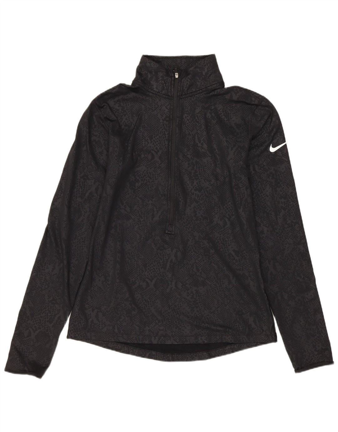 NIKE Ženski Dri Fit Pulover Trenirka Top UK 12 Srednje crni životinjski print