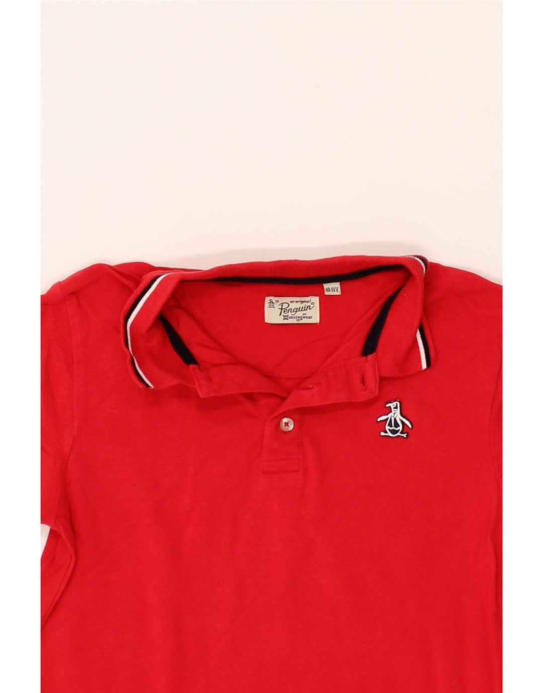 PENGUIN Boys Polo Shirt 10-11 Years Red Cotton Vintage Penguin and Second-Hand Penguin from Messina Hembry 
