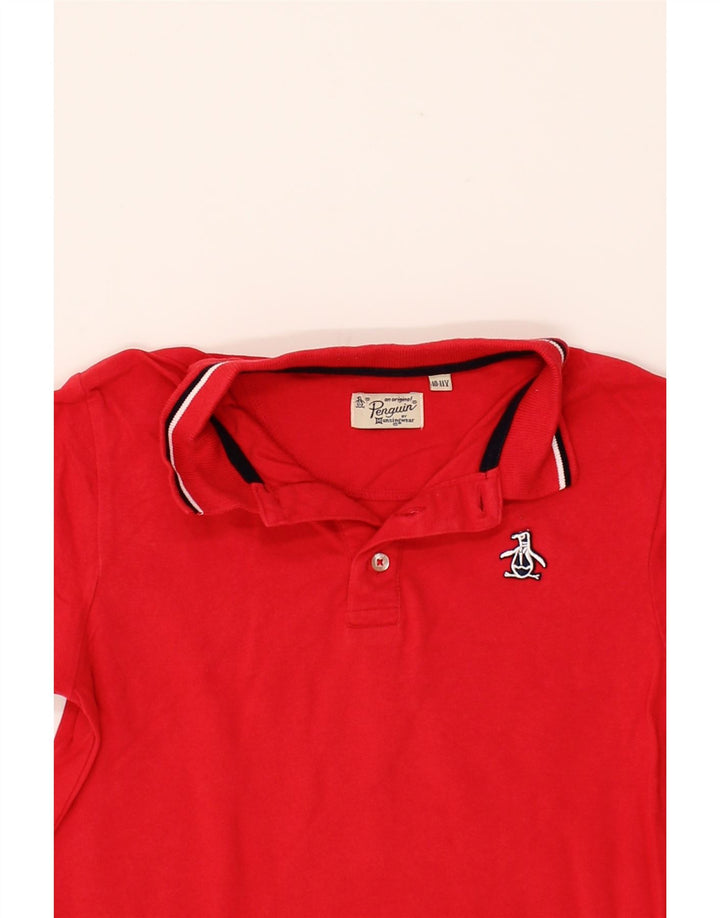 PENGUIN Boys Polo Shirt 10-11 Years Red Cotton Vintage Penguin and Second-Hand Penguin from Messina Hembry 