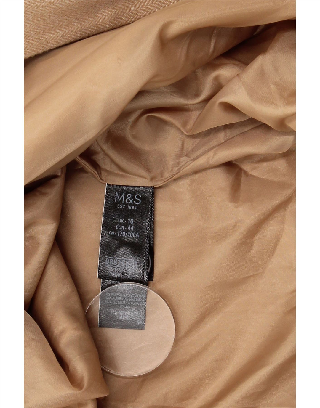 Marks & Spencer ženski kaput UK 16 Large Beige riblja kost vuna