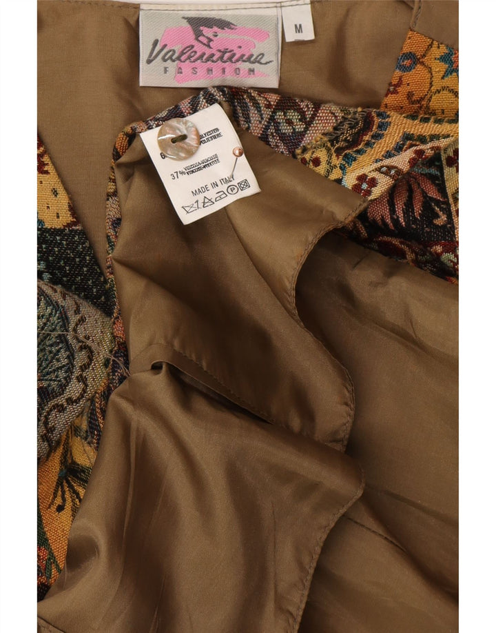 VINTAGE ženski prsluk UK 12 Medium Beige Paisley poliester