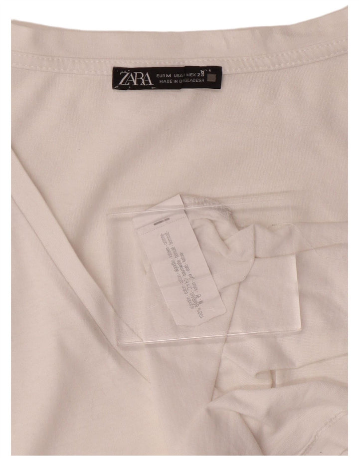 ZARA Womens T-Shirt Top UK 14 Medium White Cotton