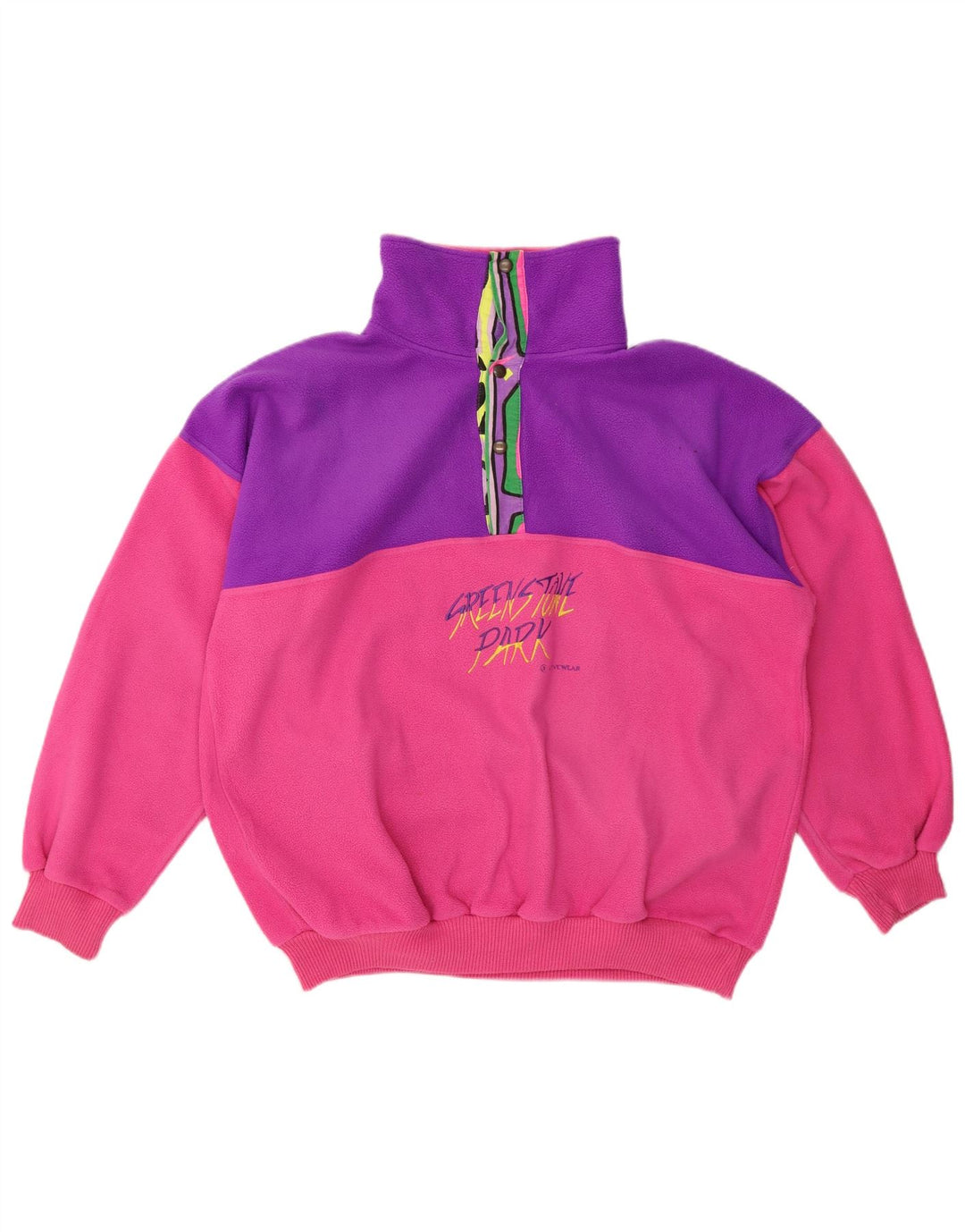 GREENSTONE PARK Ženski prekomjerni grafički džemper od flisa UK 16 Veliki ružičasti