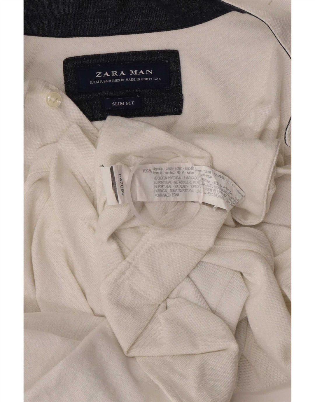 Zara muška uska košulja kratkih rukava, srednji bijeli pamuk