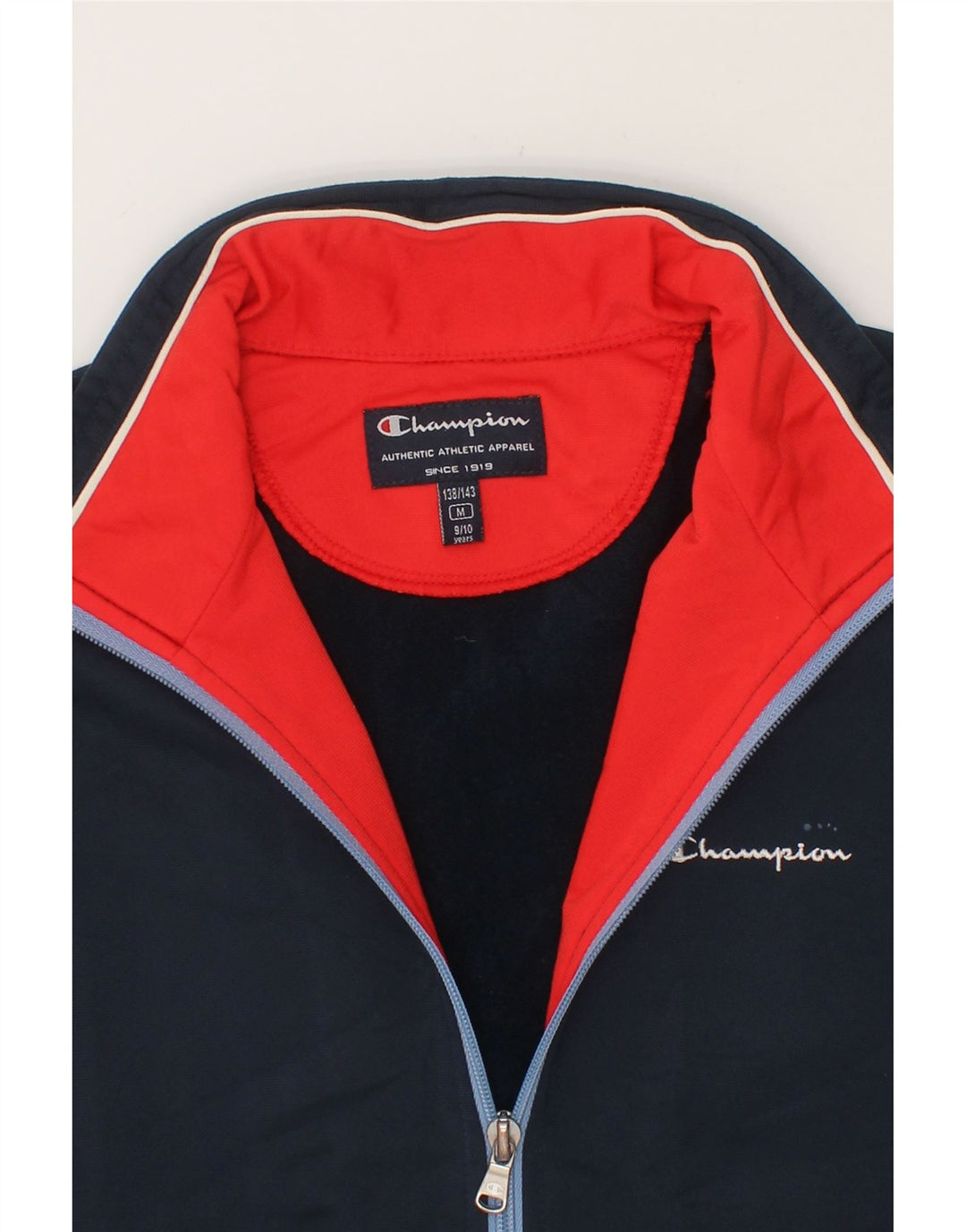 CHAMPION Boys Tracksuit Top Jacket 9-10 Years Medium Navy Blue Polyester Vintage Champion and Second-Hand Champion from Messina Hembry 