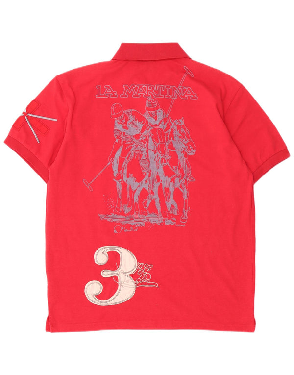 La Martina muška grafička polo majica Large Red Cotton