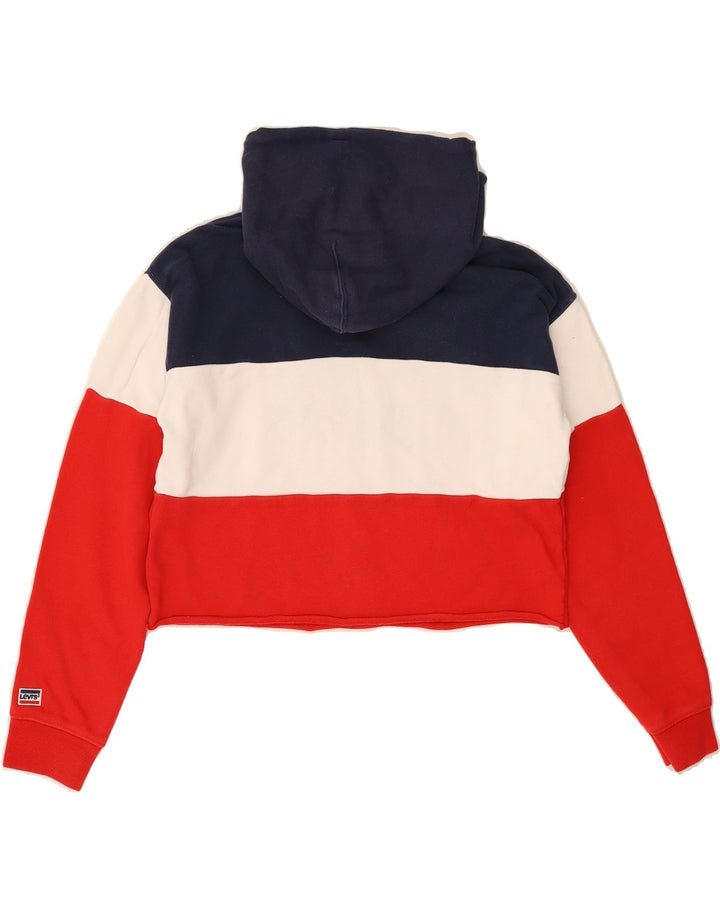 LEVI'S Womens Oversized Crop Hoodie Jumper UK 2 2XS Multicoloured Vintage Levi's and Second-Hand Levi's from Messina Hembry 