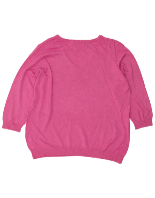 Marks & Spencer ženski džemper s V-izrezom 3/4 rukava UK 20 2XL ružičasta
