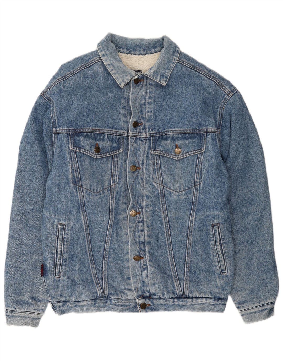 Vintage muška traper šerpa jakna UK 40 Large Blue