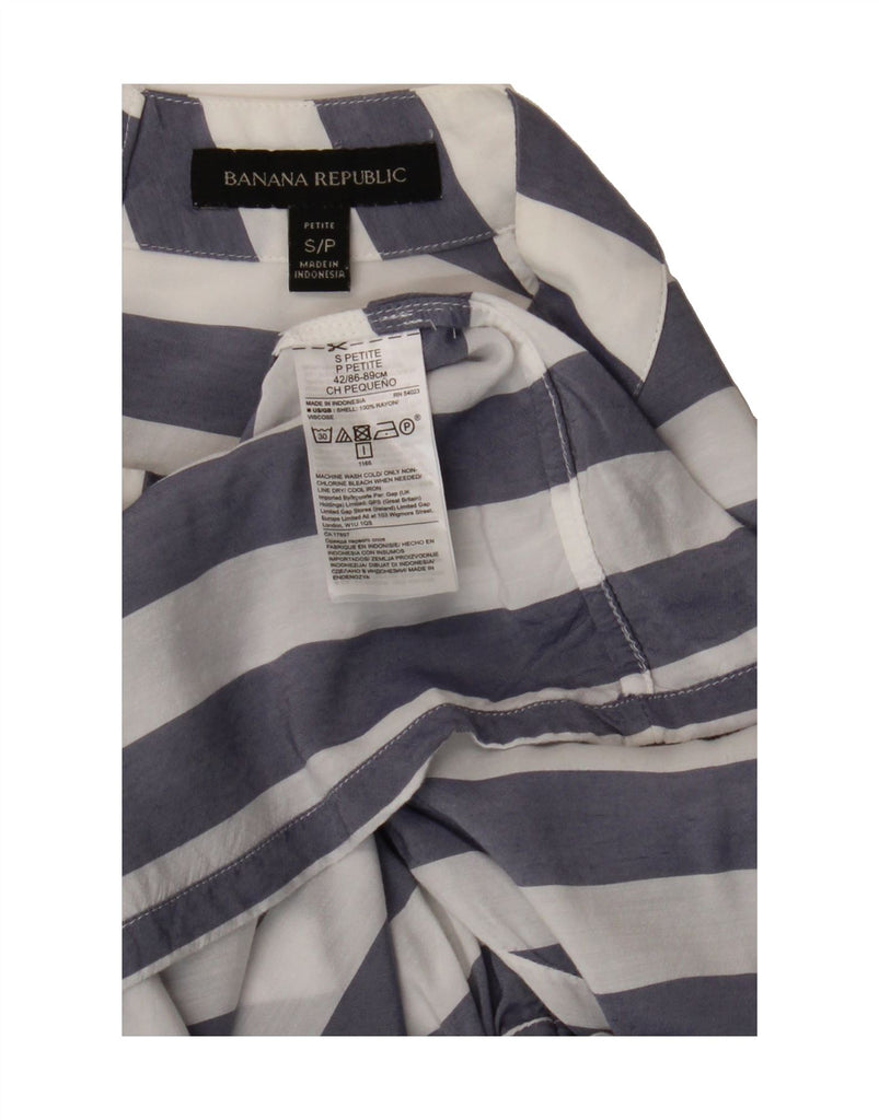 BANANA REPUBLIC Womens Petite Shirt Blouse UK 10 Small Navy Blue Striped Vintage Banana Republic and Second-Hand Banana Republic from Messina Hembry 