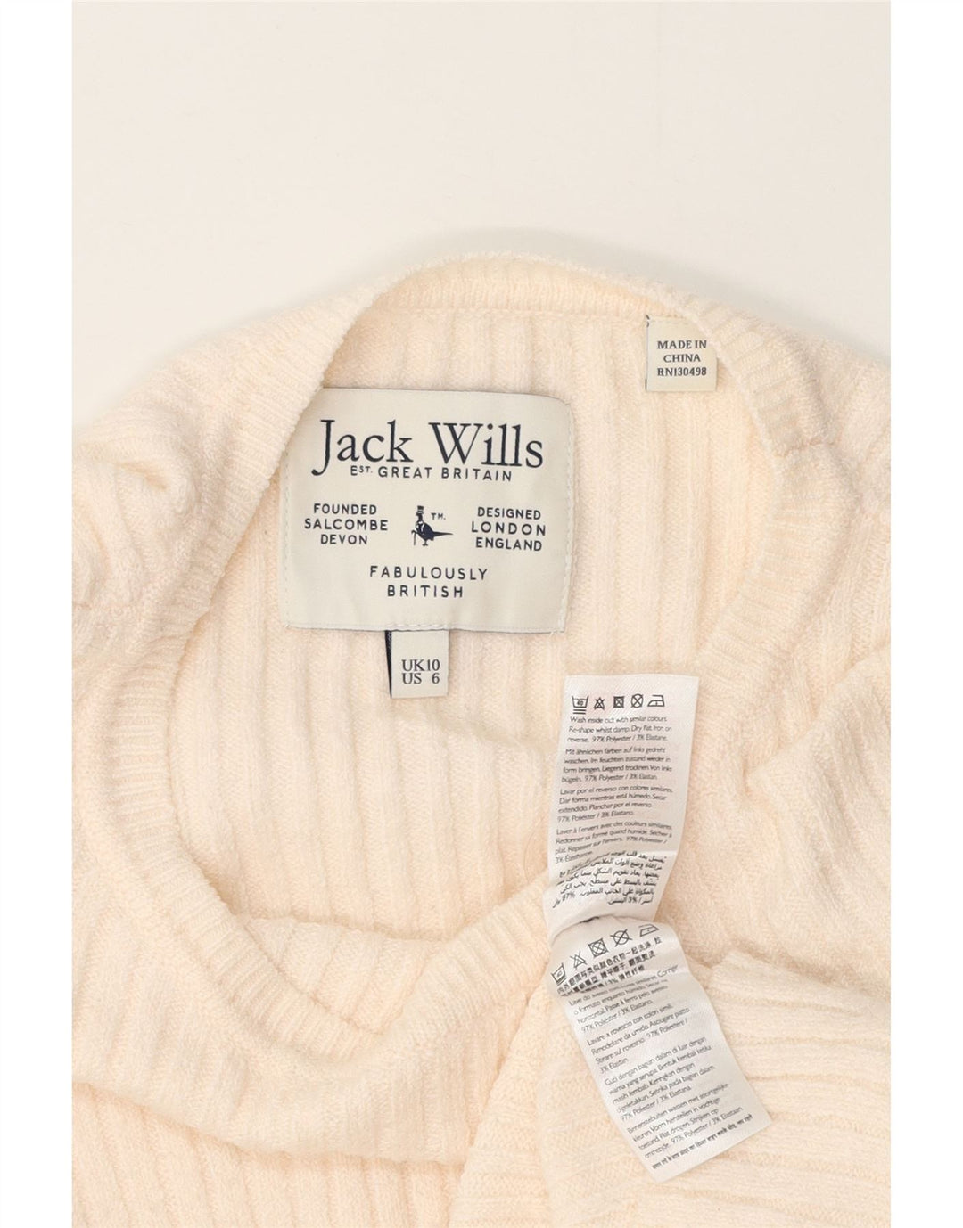 Jack Wills, gornji dio ženske bluze UK 10, mali prljavo bijeli poliester