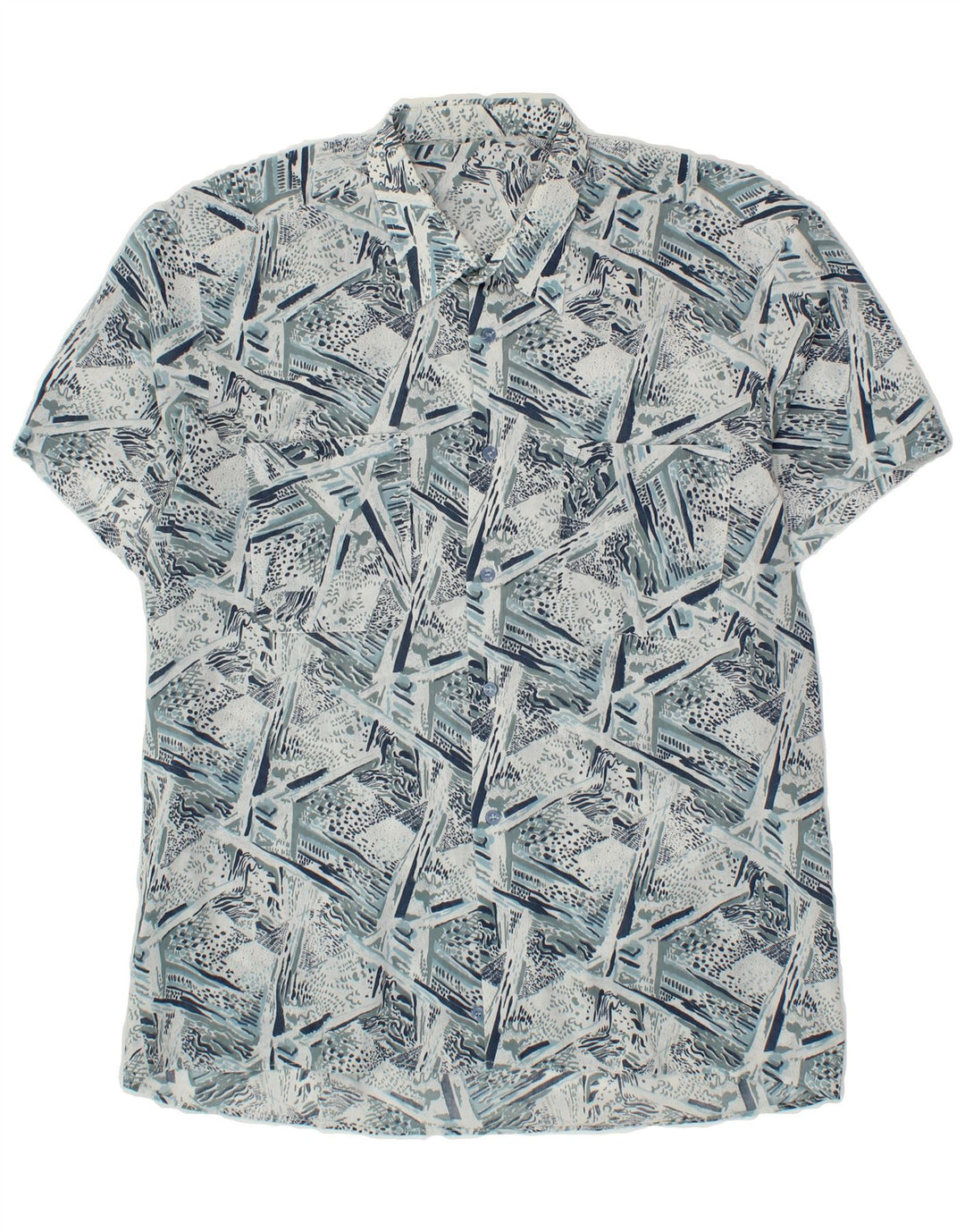 VINTAGE Mens Abstract Pattern Shirt Large Blue Vintage Vintage and Second-Hand Vintage from Messina Hembry 