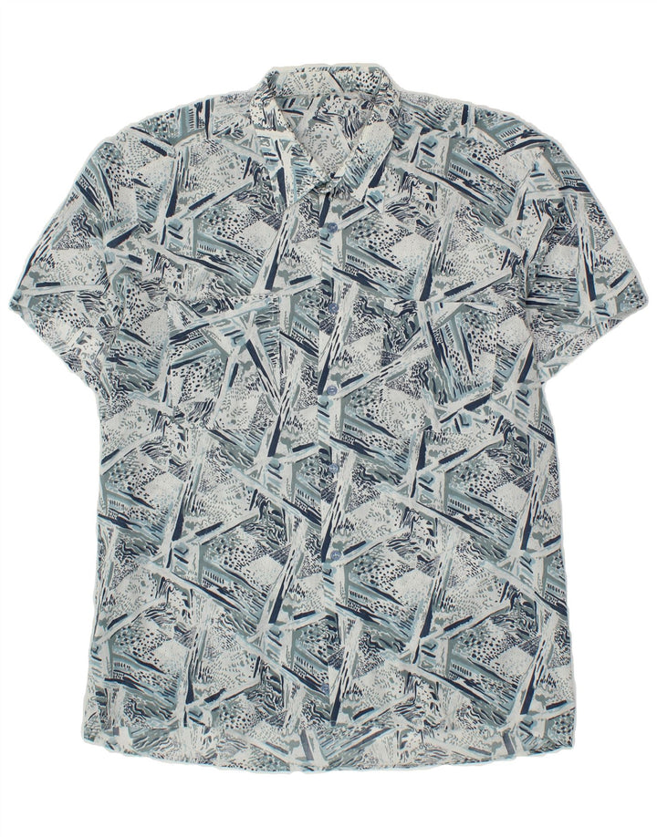 VINTAGE Mens Abstract Pattern Shirt Large Blue Vintage Vintage and Second-Hand Vintage from Messina Hembry 