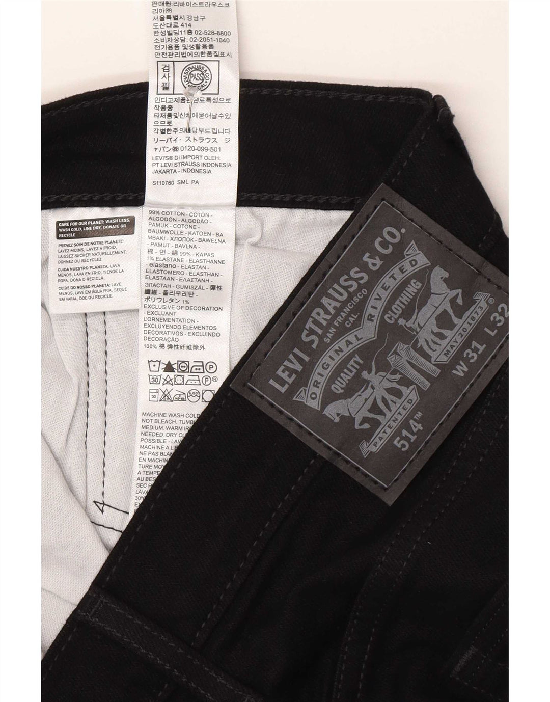 Levi's muške 514 ravne traperice W31 L32 crni pamuk