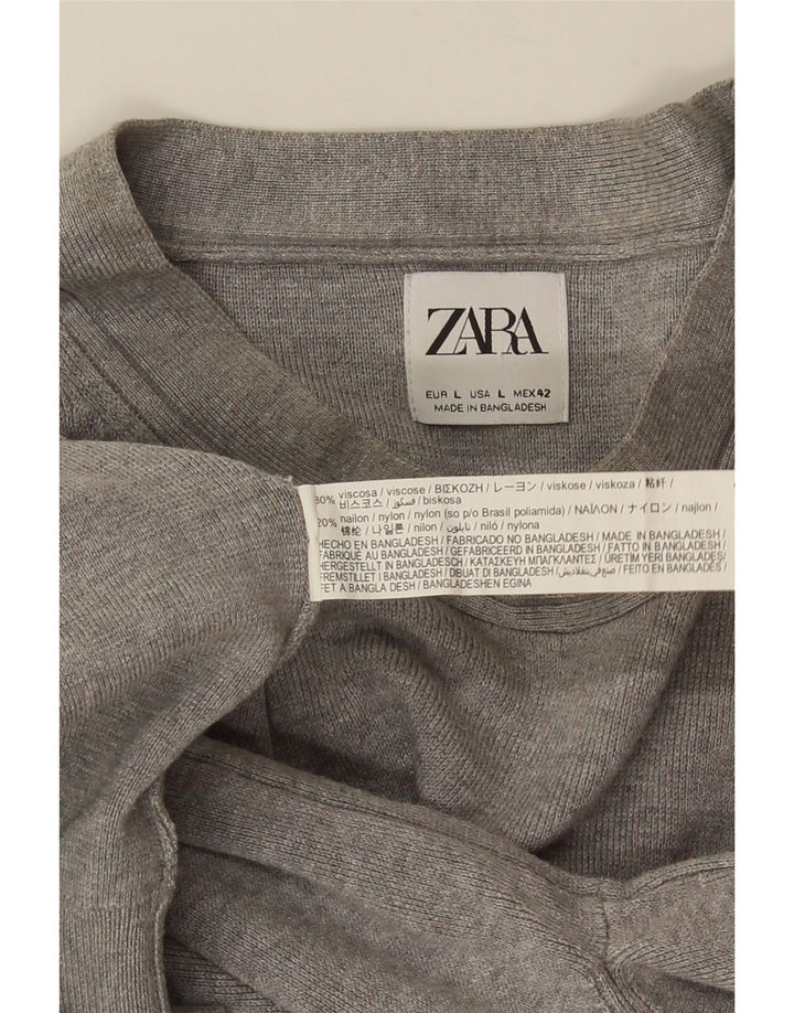 ZARA muški pulover s okruglim izrezom, velika siva viskoza