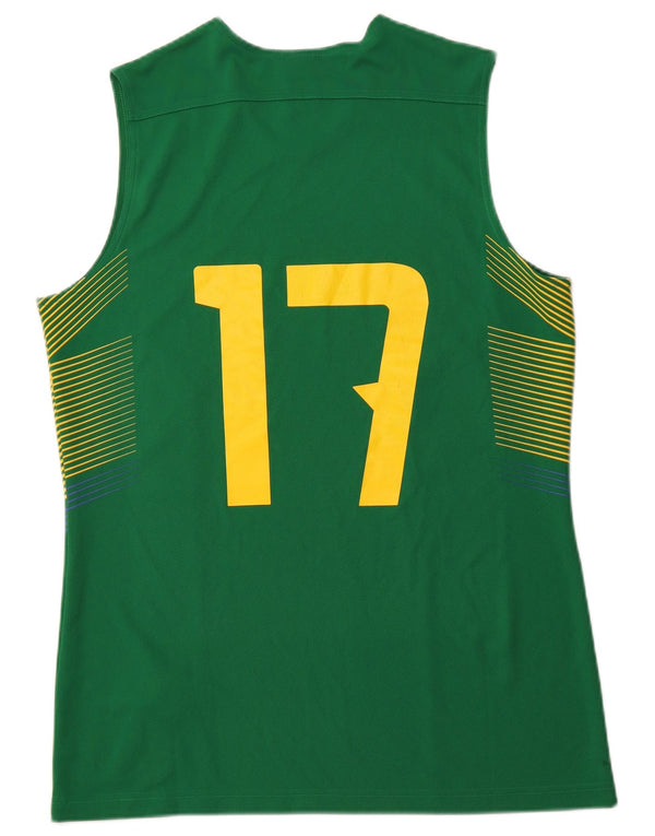 NIKE Mens Brazil Graphic Vest Top Large Green Colourblock Polyester