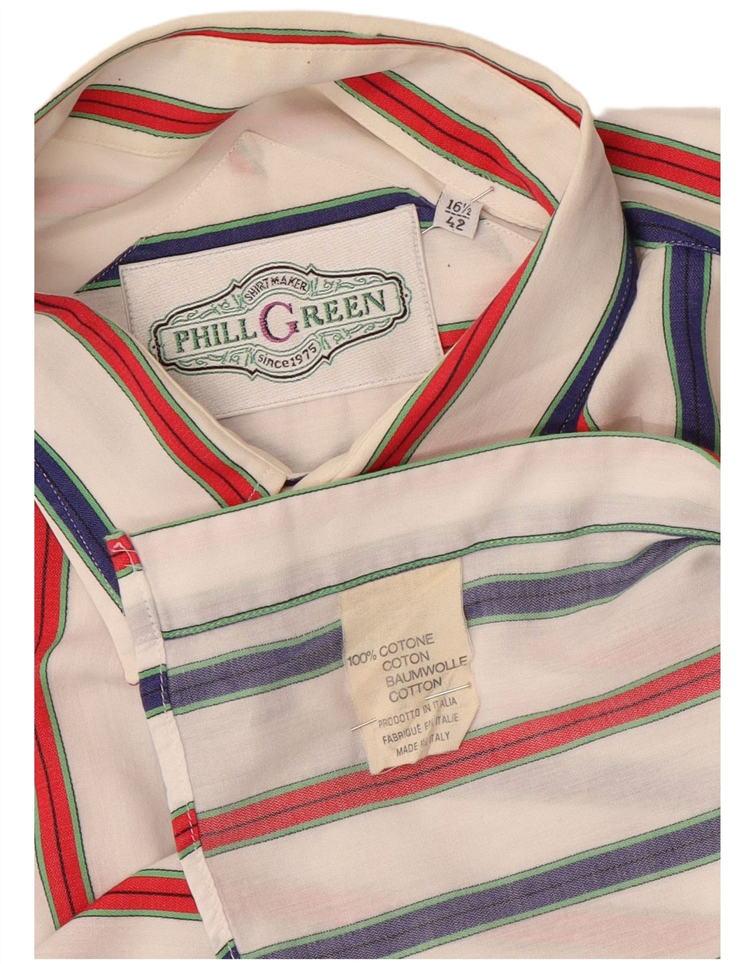 VINTAGE muška košulja, veličina 16 1/2 42, pamuk na velike raznobojne pruge