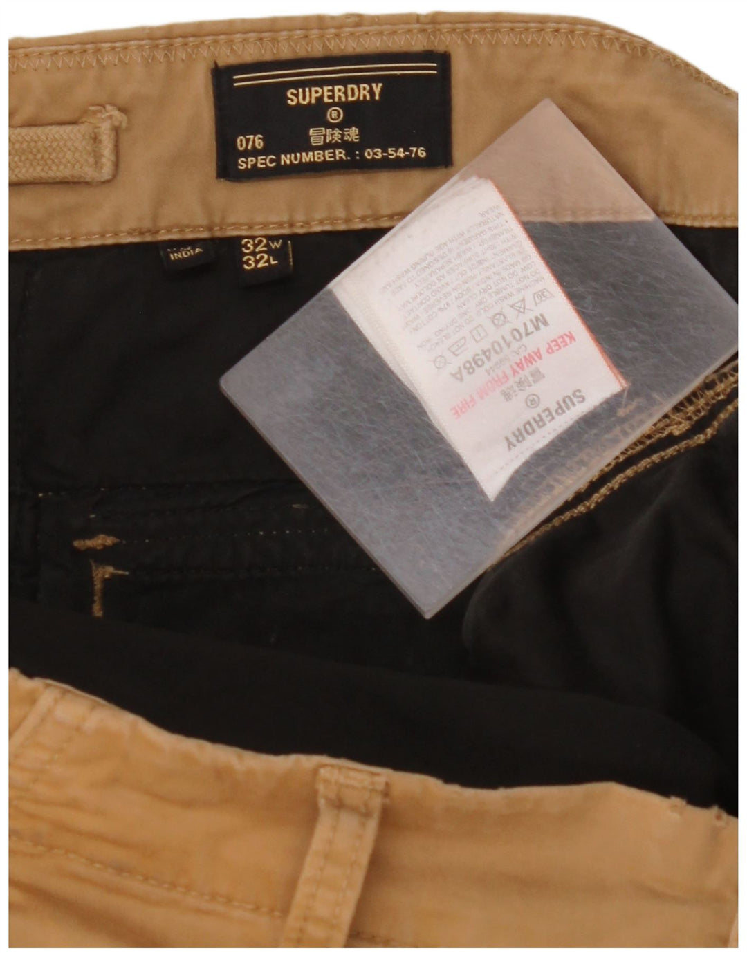 SUPERDRY muške ravne kargo hlače W32 L32 bež pamuk