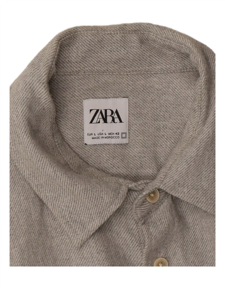 ZARA Mens Flannel Shirt Large Grey Vintage Zara and Second-Hand Zara from Messina Hembry 