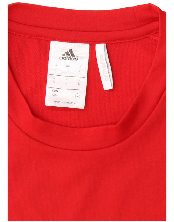 ADIDAS Mens Climalite T-Shirt Top Large Red Colourblock