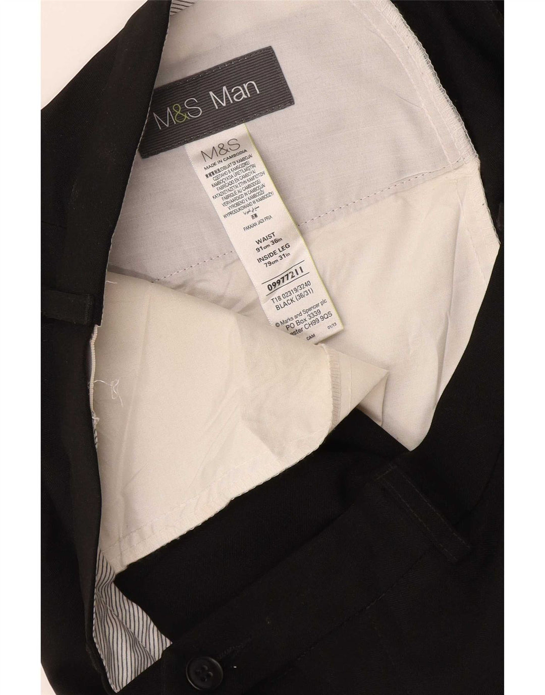 Marks & Spencer muške hlače ravnog odijela W36 L31 crni poliester