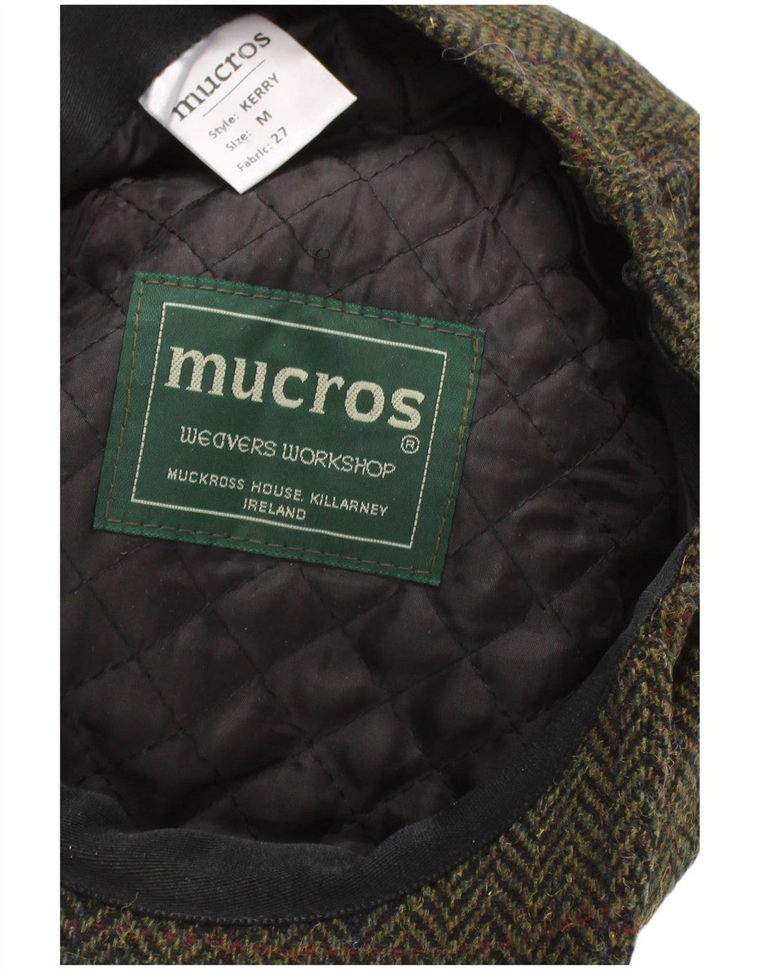 Mucros Weavers muška ravna kapa srednje veličine kaki riblja kost, klasična vuna